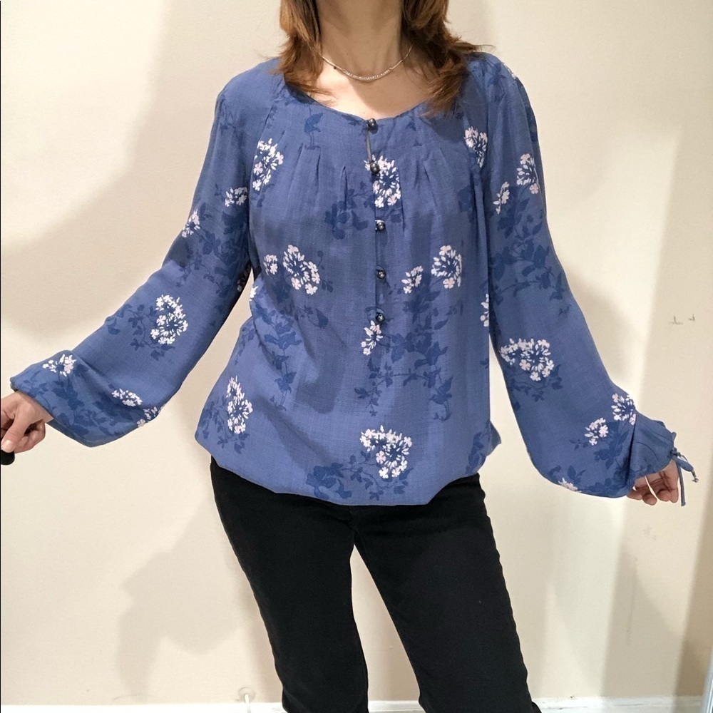 Lucky Brand Tunic Long Sleeve Dark Steel Blue S‎